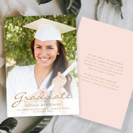 Anúncio de Formando de Script Dourado Blush de Blu