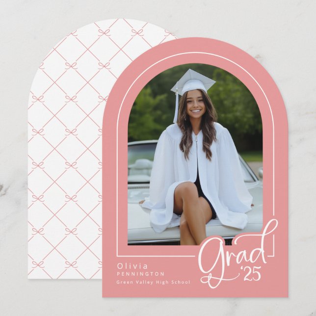 Anúncio de Formando Foto Elegante Branco Rosa 2025 (Frente/Verso)