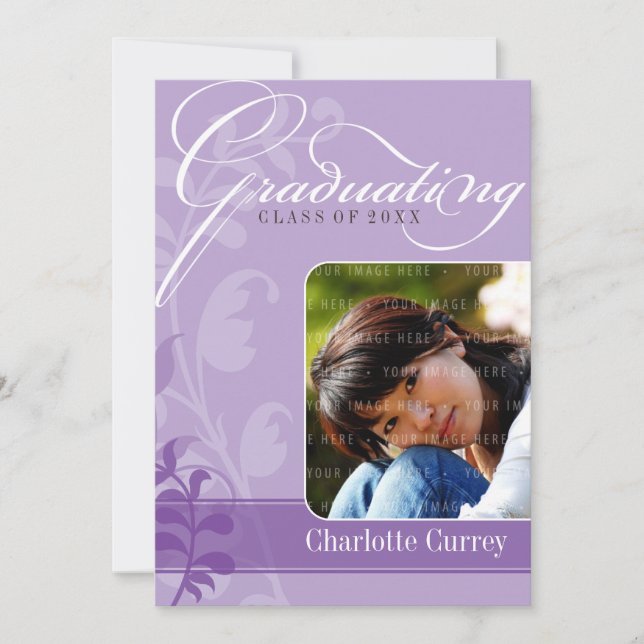 ANÚNCIO DE FORMANDO FOTO - Púrpura elegante (Frente)