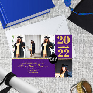Anúncio de Formando roxo e ouro com fotos