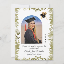 Anúncio de formatura Boho Leaf Border Hi-School