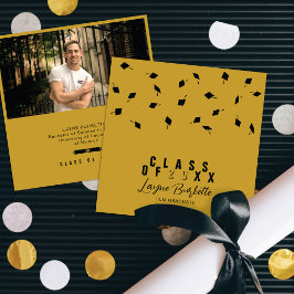 Anúncio de Formatura Cap Toss Preto e Dourado