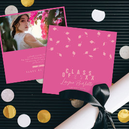 Anúncio de Formatura Cap Toss Rosa e Rosado