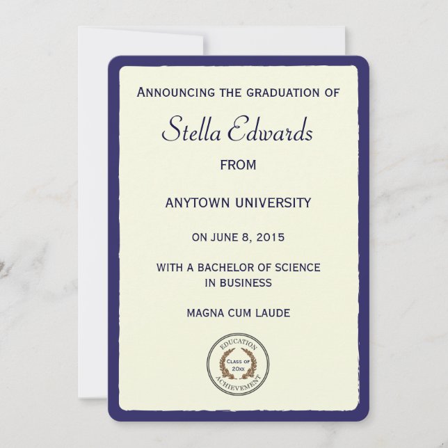 Anúncio de Formatura Clássico Azul Cantos Arredond (Frente)