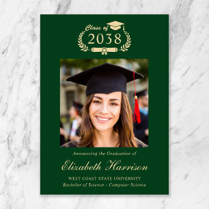 Anúncio de Formatura Clássico com Brasão Verde e D