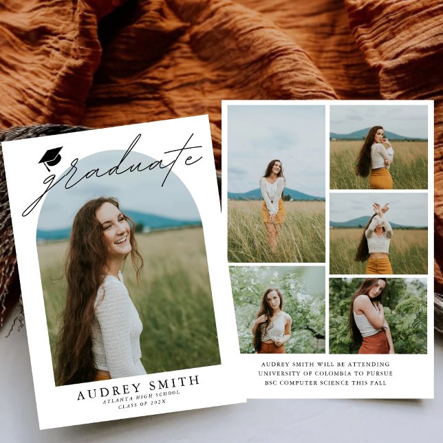 Anúncio de Formatura com Arco Boho Moderno 6 Fotos (Criador carregado)