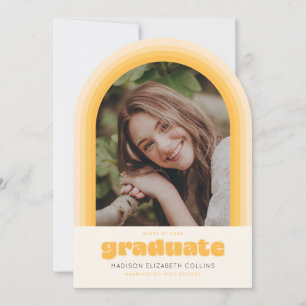 Anúncio de Formatura com Arco Listrado Retro Amare