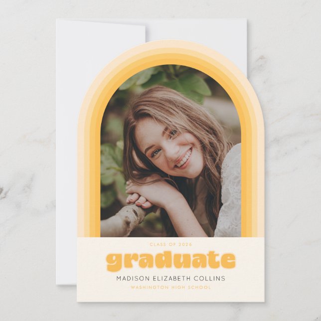 Anúncio de Formatura com Arco Listrado Retro Amare (Frente)