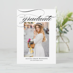Anúncio de Formatura com Caligrafia Elegante Preta