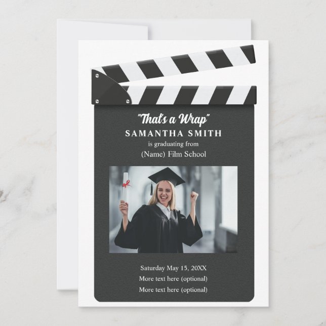 Anúncio de Formatura com Clapboard de Filme (Frente)