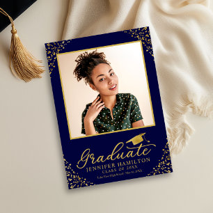 Anúncio de Formatura com Confete Dourado Azul Foto