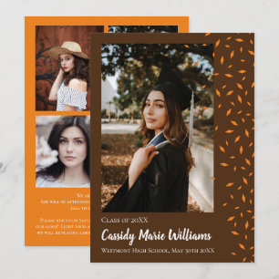 Anúncio de Formatura com Confetes Laranja Marrom