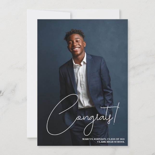 Anúncio de Formatura com Foto Azul Simples 2026 (Frente)