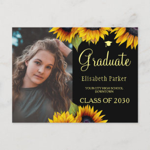 Anúncio de formatura com foto chic de girassóis