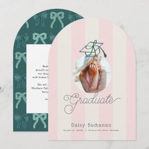 Anúncio de Formatura com Foto de Listras Rosa Verd