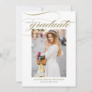 Anúncio de Formatura com Foto e Caligrafia Elegant