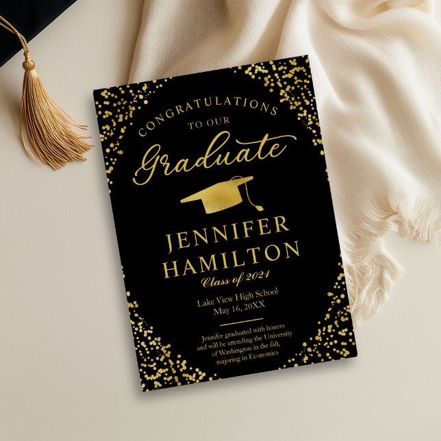 Anúncio de Formatura com Foto e Confetes Dourados (Criador carregado)