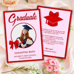 Anúncio de Formatura com Foto e Laço de Ginga Verm