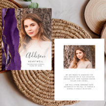 Anúncio de Formatura com Foto em Ágata Roxa Econôm