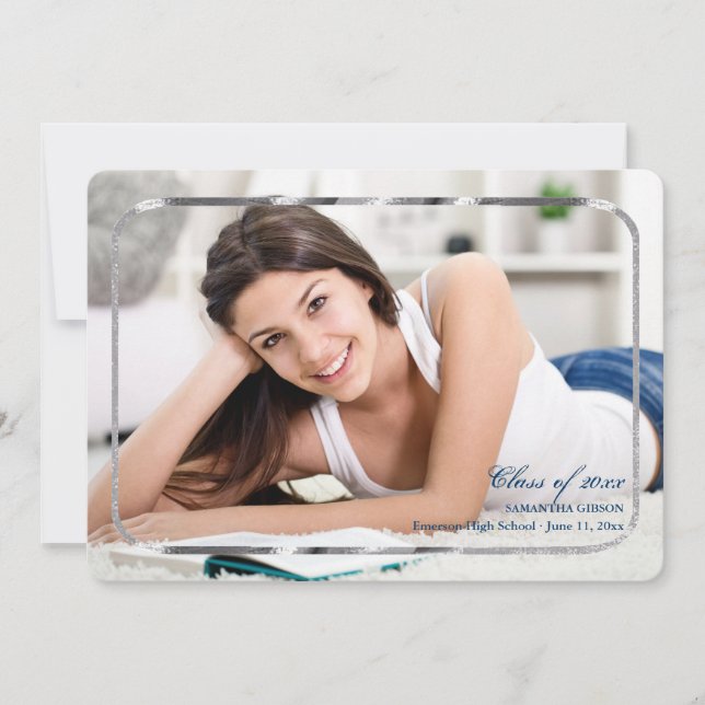 Anúncio de Formatura com Foto em Moldura de Prata  (Frente)