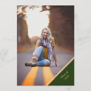 Anúncio de Formatura com Foto em Verde e Dourado