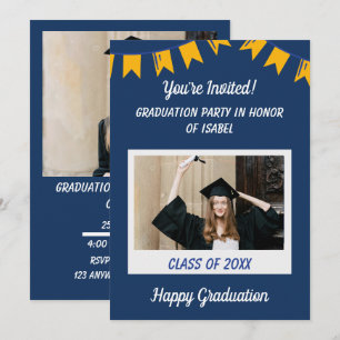 Anúncio de Formatura com Foto Moderno Azul Amarelo