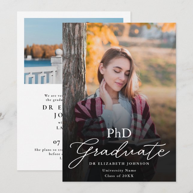Anúncio de Formatura com Grau de PhD em Script Fot (Frente/Verso)