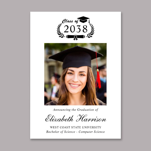 Anúncio de Formatura da Faculdade Classic Crest Ph (Classic Crest Photo College Graduation Announcement)