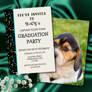 Anúncio de Formatura de Cachorro Colorido Azul e P