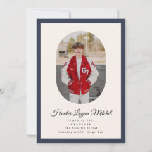 Anúncio de Formatura de Ensino Médio Oval Azul Mod
