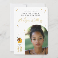 Anúncio de Formatura do Unicórnio Afro Amarelo