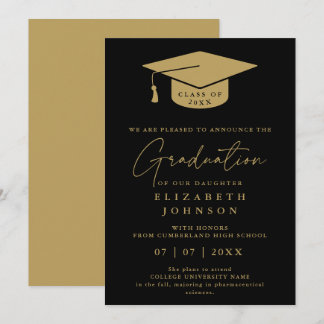 Anúncio de Formatura Elegante Preto e Dourado
