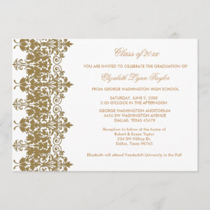 Anúncio de Formatura em Damasco Dourado e Branco