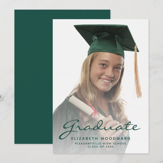 Anúncio de Formatura em Letra de Cor Escura Verde (Frente/Verso)