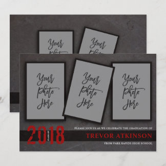 Anúncio de Formatura Foto Preto e Vermelho Menino