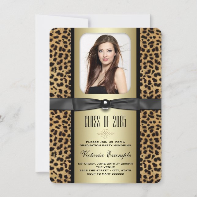 Anúncio de Formatura Leopardo Preto e Dourado (Frente)