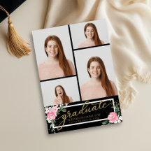 Anúncio de Formatura no Ensino Médio 4 Foto Floral