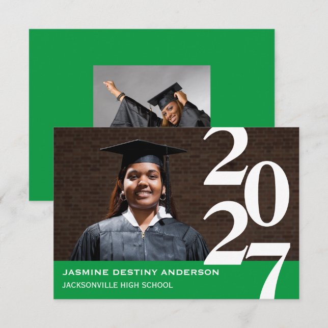 Anúncio de Formatura Números Grandes Verde - 3x5 (Frente/Verso)