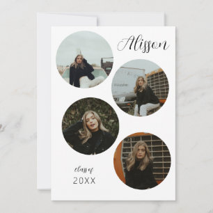 Anúncio de Formatura Redondo com Quatro Fotos