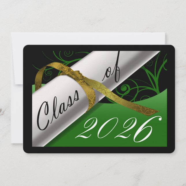 Anúncio de Formatura Verde e Dourado (Frente)