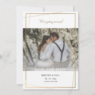 Anúncio de Foto com Moldura Dourada Save the Date
