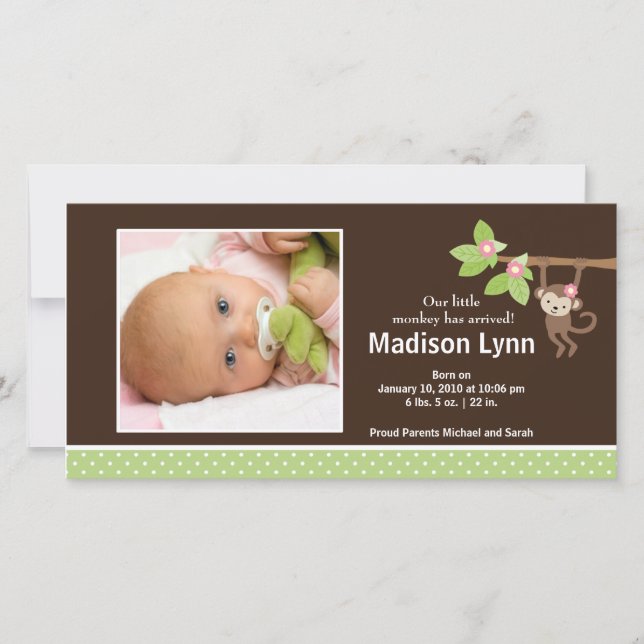 Anúncio de Foto da Menina do Macaco Pequeno (Frente)