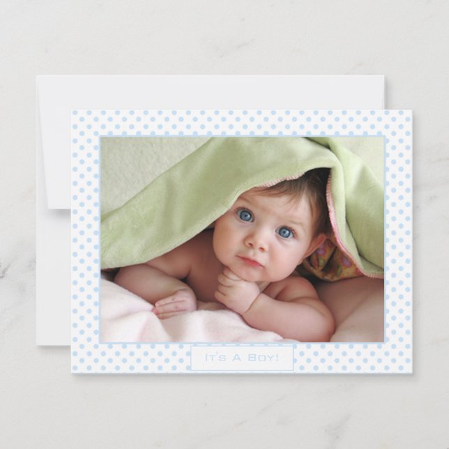 Anúncio de Foto de Bebê Menino com Pontos Azuis (Frente)