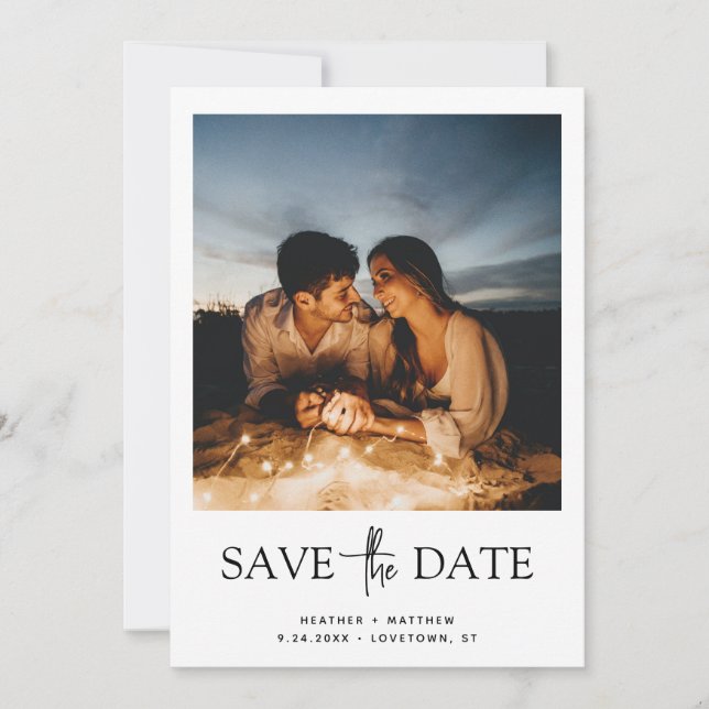 Anúncio de Foto de Cartão Plano "Save the Date" (Frente)