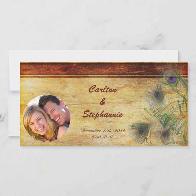Anúncio de Foto de Casamento de Pacock Feather (Frente)
