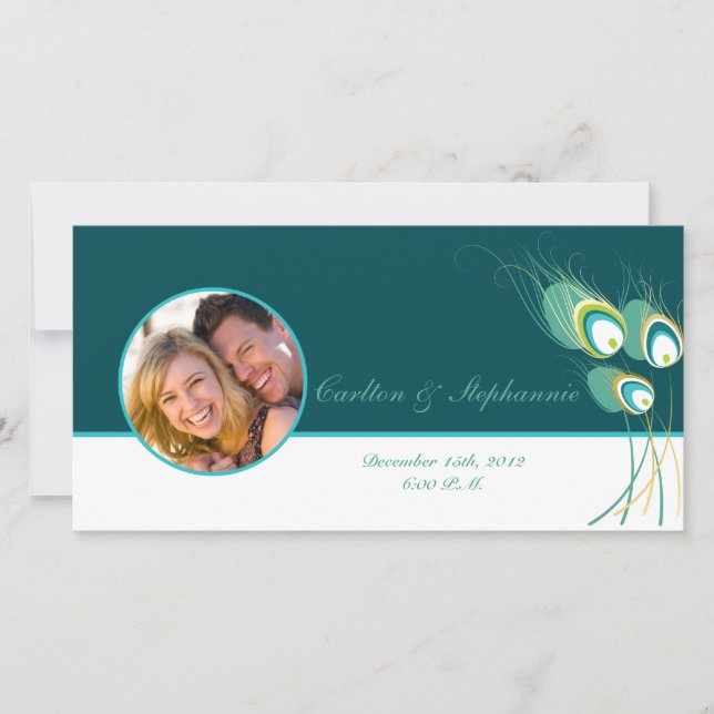 Anúncio de Foto de Casamento de Peacock Moderno Te (Frente)
