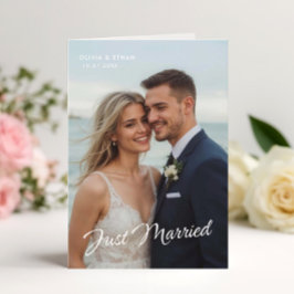 Anúncio de Foto de Casamento Elegante Recém-Casado