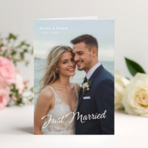 Anúncio de Foto de Casamento Elegante Recém-Casado