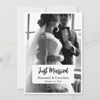 Anúncio de Foto de Casamento Elegante Recém-Casado