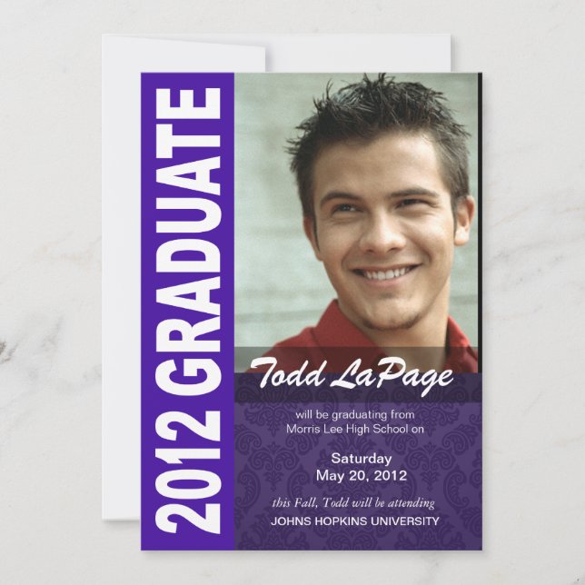 Anúncio de foto de formatura de 2012 ousado e mode (Frente)